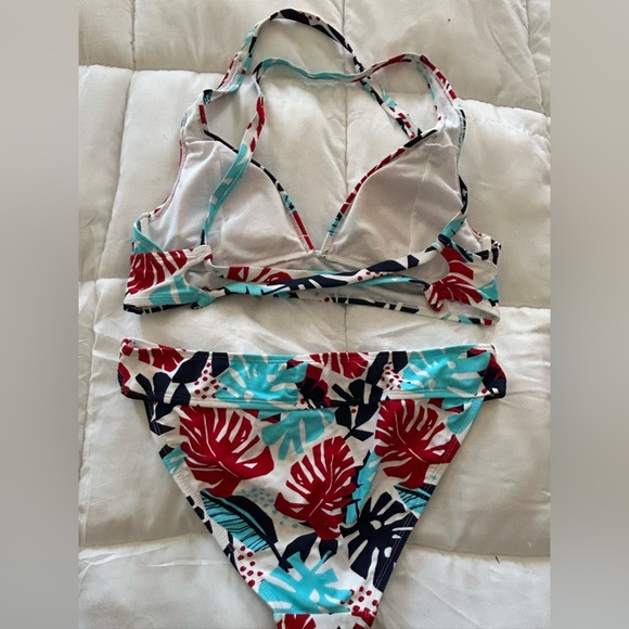 US Polo Association Tropical Bikini Red White Blue USPA - Picture 7 of 9